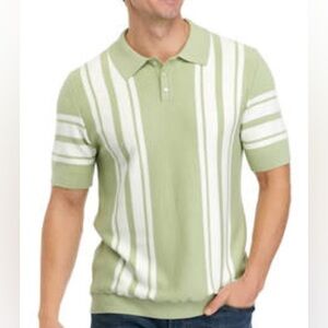 Truth by Republic Striped Knit Poli Shirt Green - XL